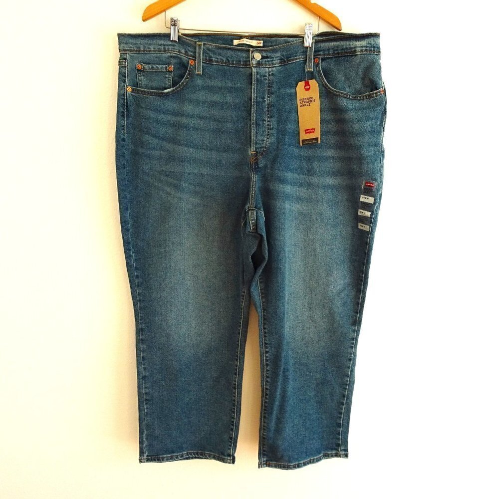 Levi's Ribcage Ankle Jeans Plus Size 24W Blue Denim Button Fly